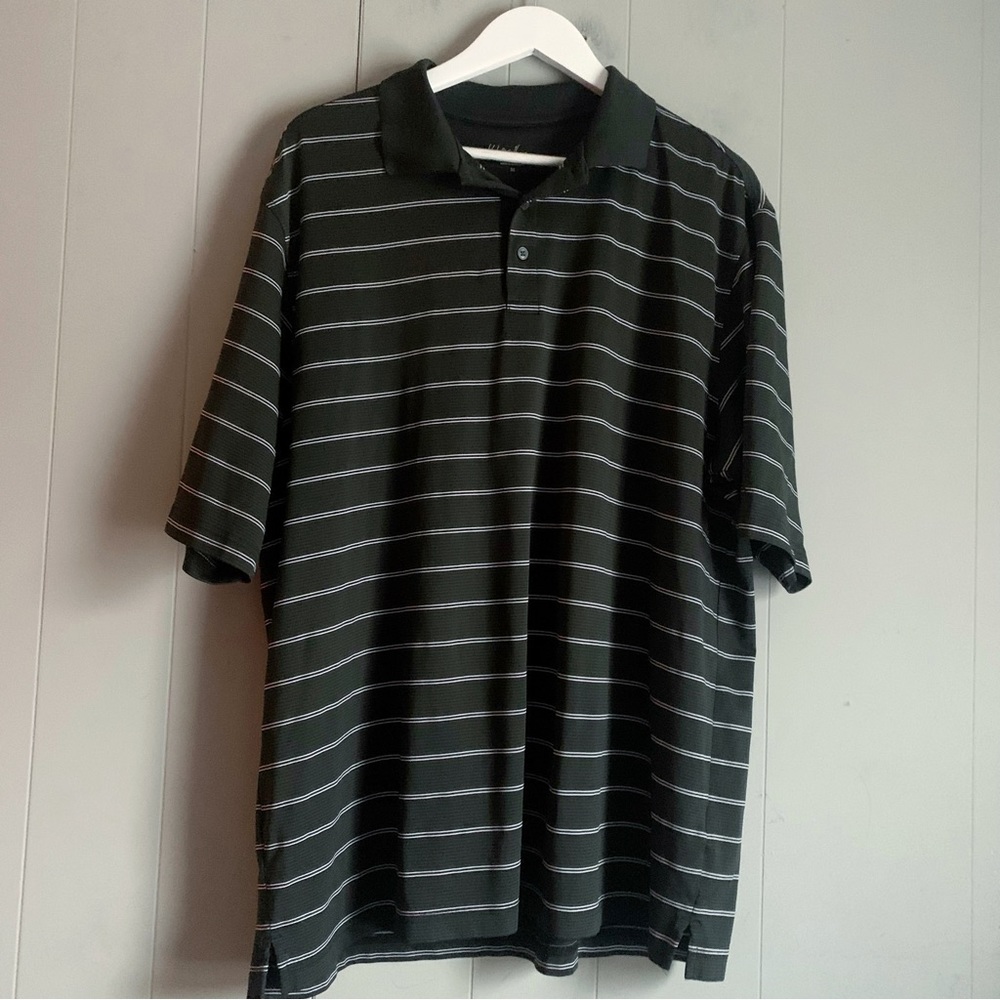 Walter Hagen Golf Mens Athletic Polo Top Black Stripe XL